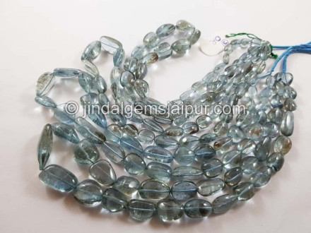 Blue Golden Mosss Aquamarine Smooth Nugget Beads